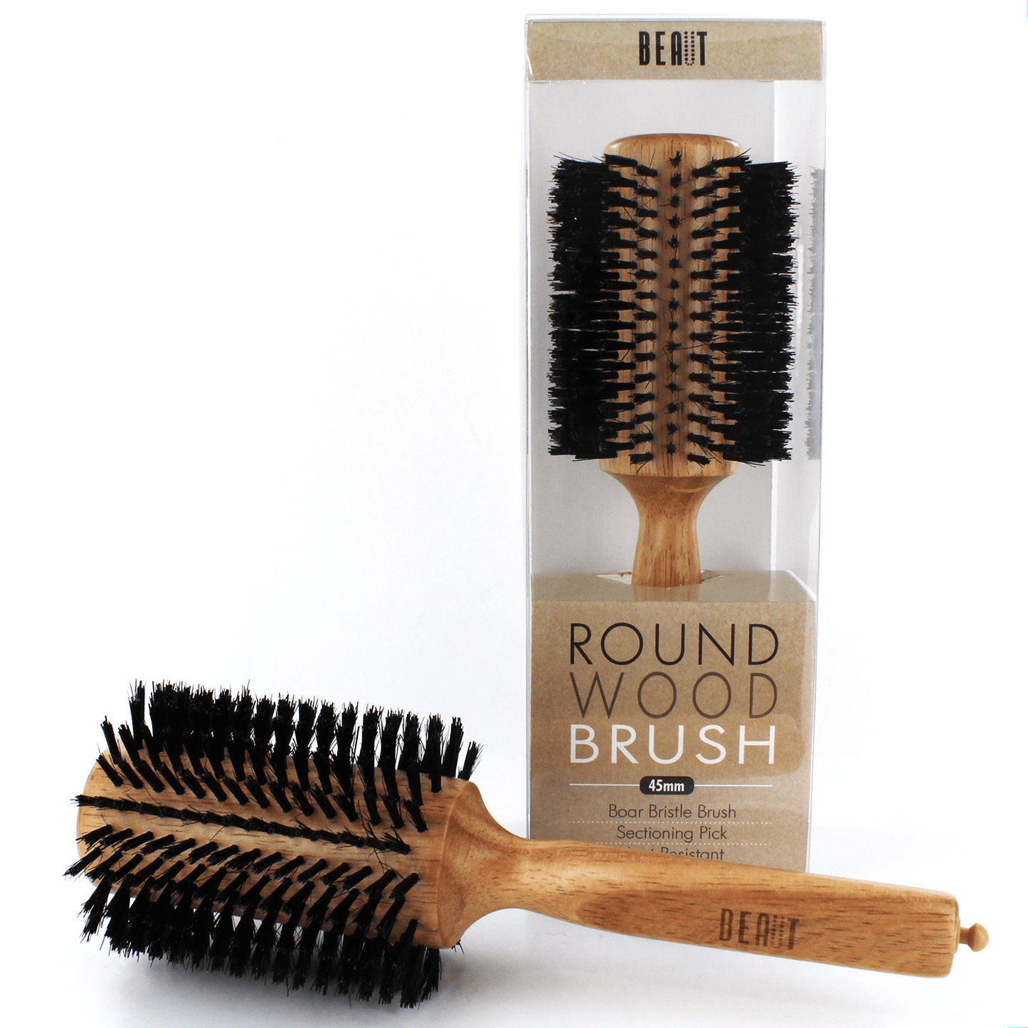 Beaut Wood Round Hair Brush - Choose Size