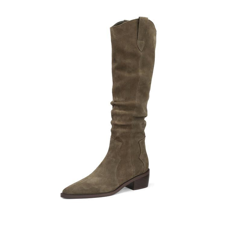 Women's V-Cut Knee-High Chunky Sole Boots