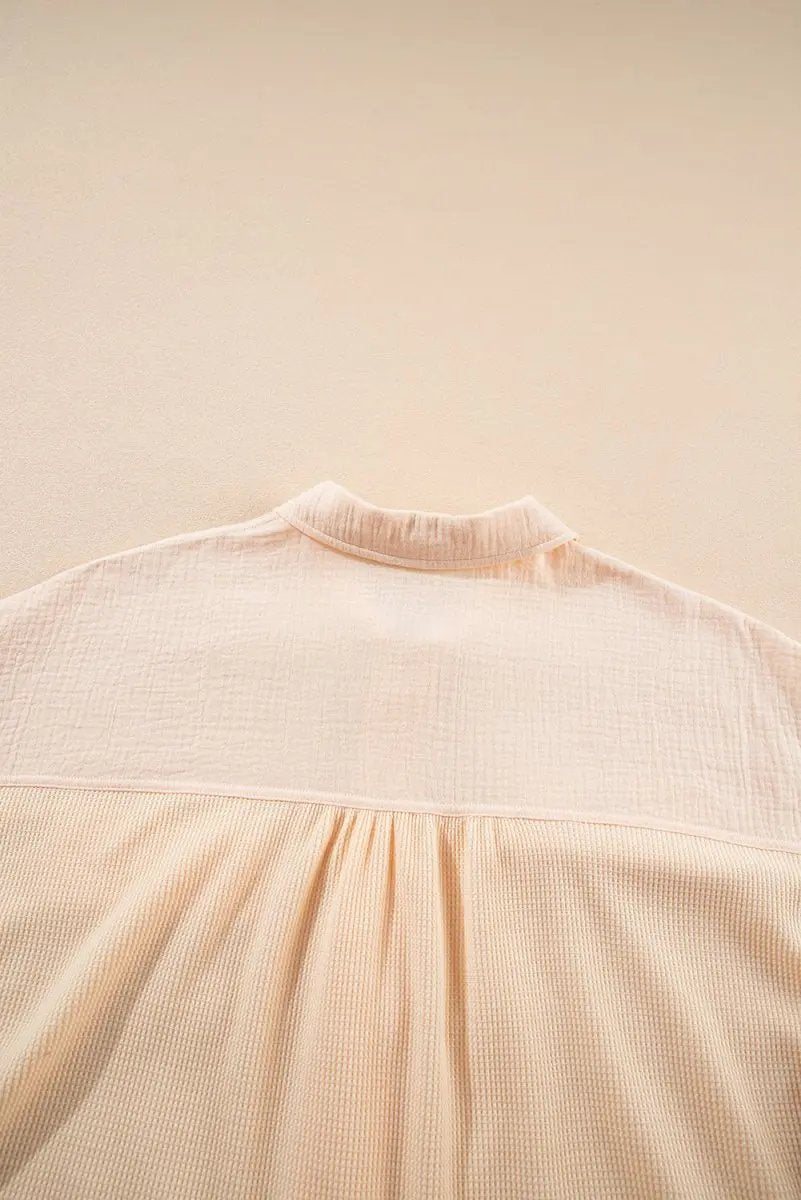 Women's Tops Women's Top - Batwing Sleeve Waffle Knit - Casual Summer Shirt