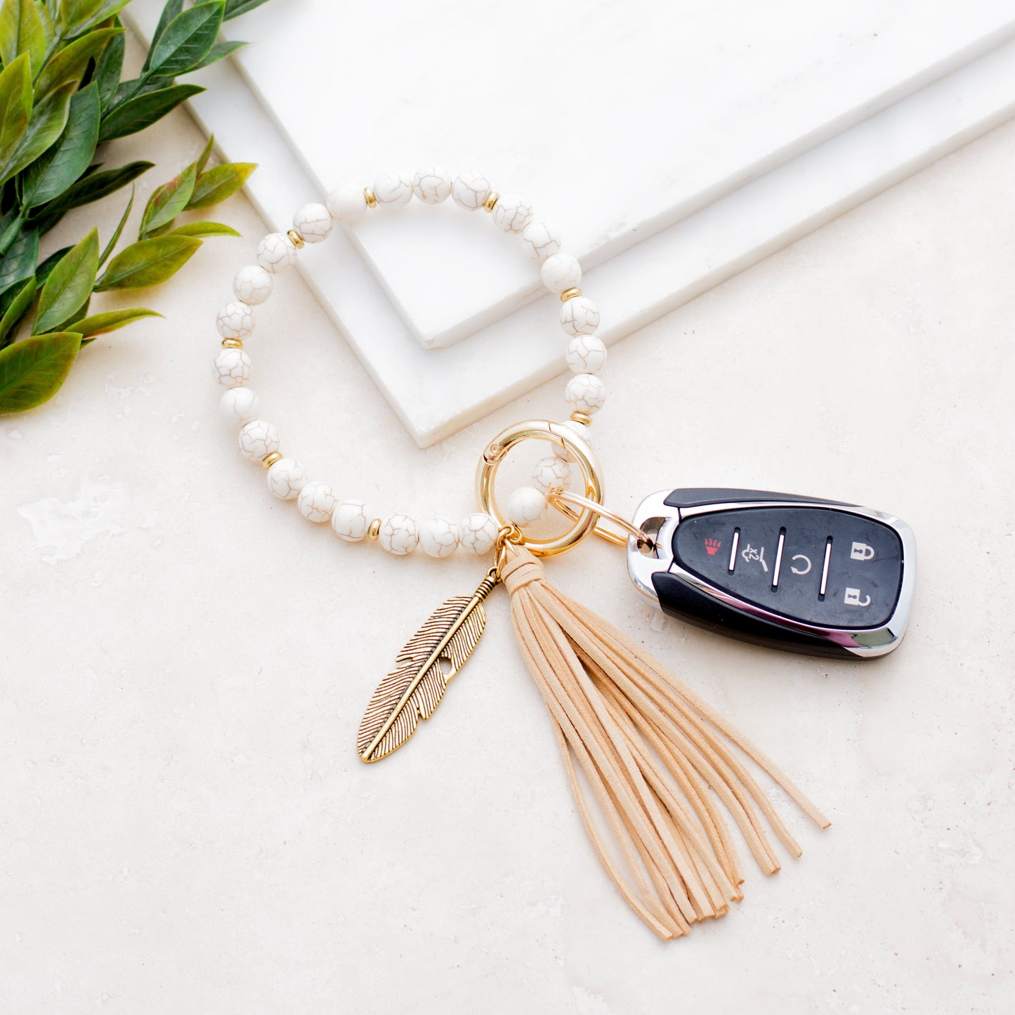 Pulsera Boho con Llavero de Piedra