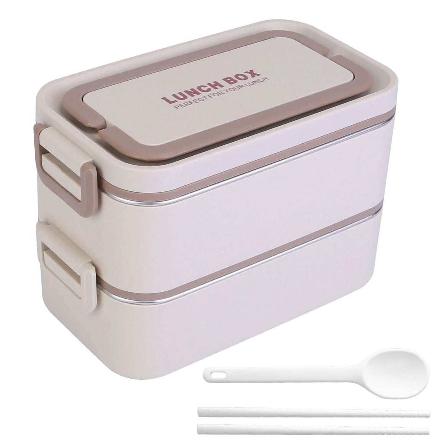 Bento Lunch Box 3 Stackable Food Container with Chopsticks and Spoon