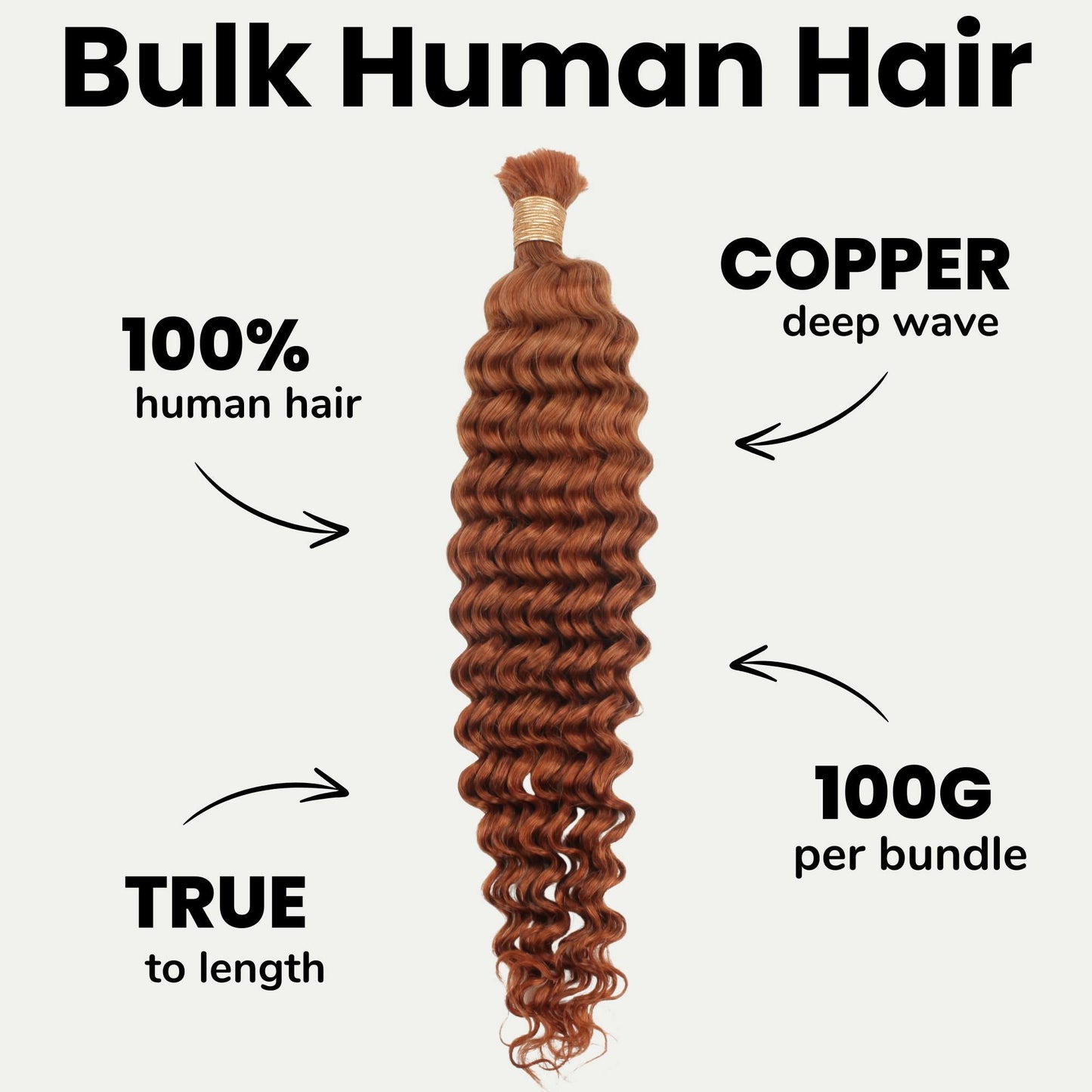 Cabello Cobre Ondulado Profundo Color 350 a Granel 100% Humano para Trenzar