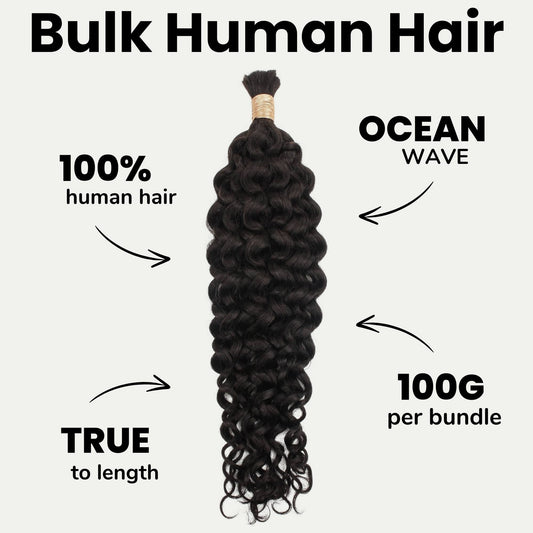 Cabello Trenzado Humano 100% Virgen Ocean Wave a Granel