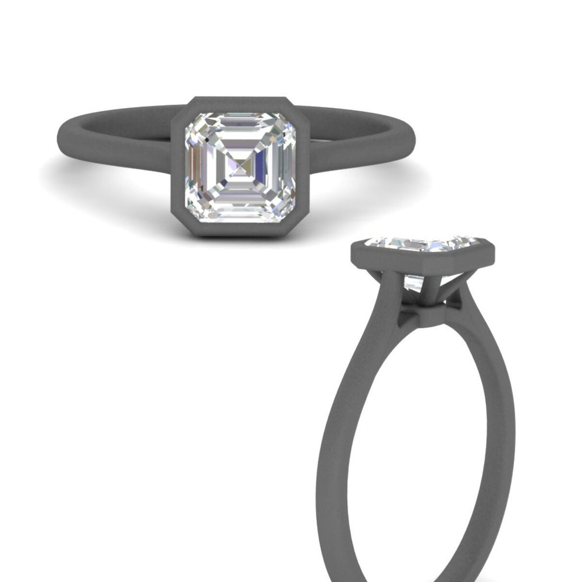 Asscher Cut Petite Bezel Solitaire Engagement Ring
