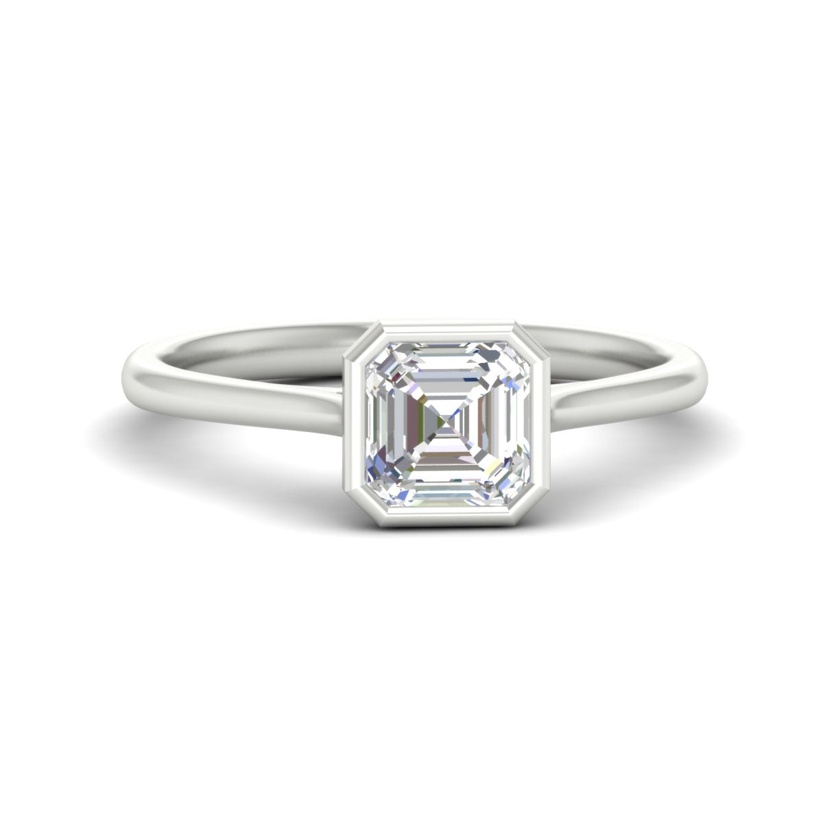 Asscher Cut Petite Bezel Solitaire Engagement Ring