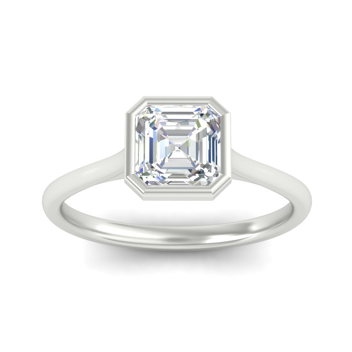 Asscher Cut Petite Bezel Solitaire Engagement Ring