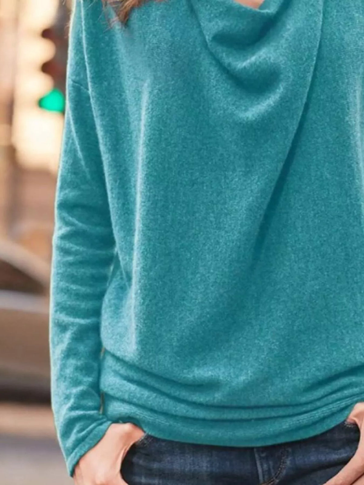 Full Size Cowl Neck Long Sleeve Top Plus Size