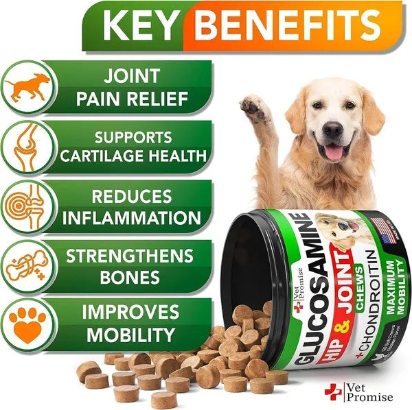 Glucosamina Para Perros Paquete de 2 Suplementos Para Caderas y Articulaciones con Condroitina 240 Masticables