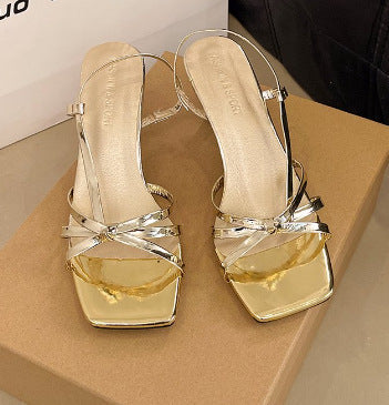Women's Open-Toe Strappy Stiletto Sandals