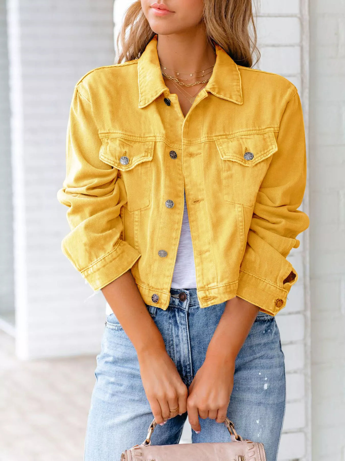 Button Up Long Sleeve Denim Jacket