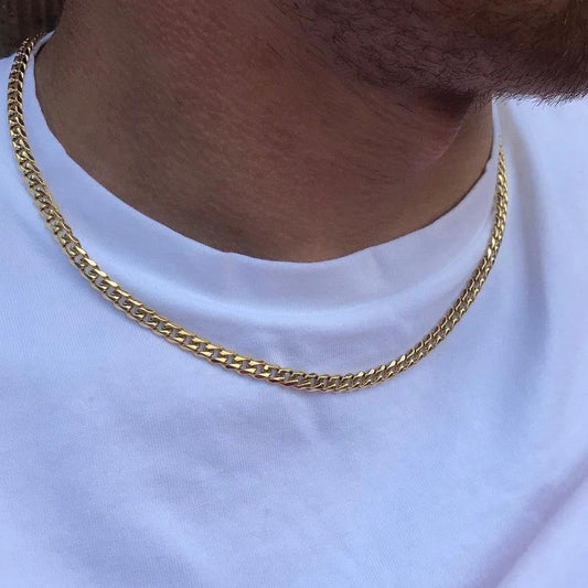 Men's Steel Figaro Cuban Chain Necklace