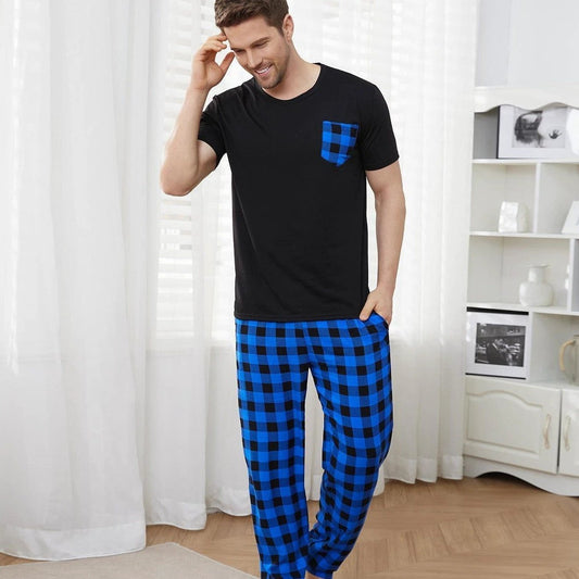 Pijama de pantalón largo y manga corta para hombre
