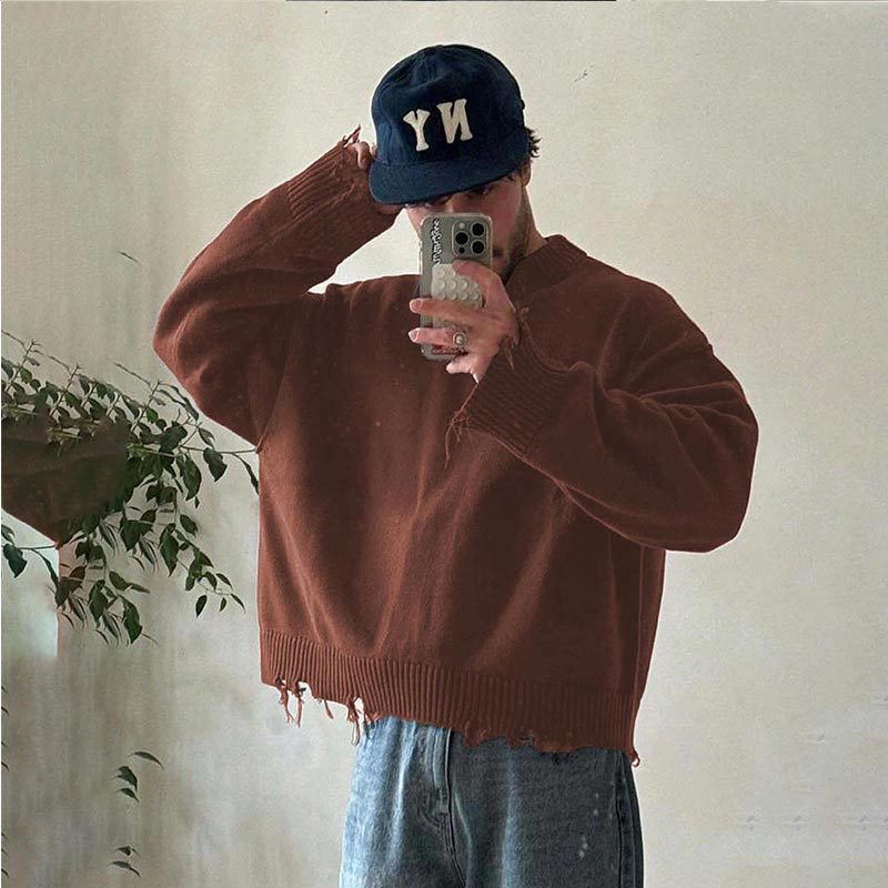Korean-style Loose-fit Knit Sweater Casual Pullover Instagram-inspired Top For Fall And Winter