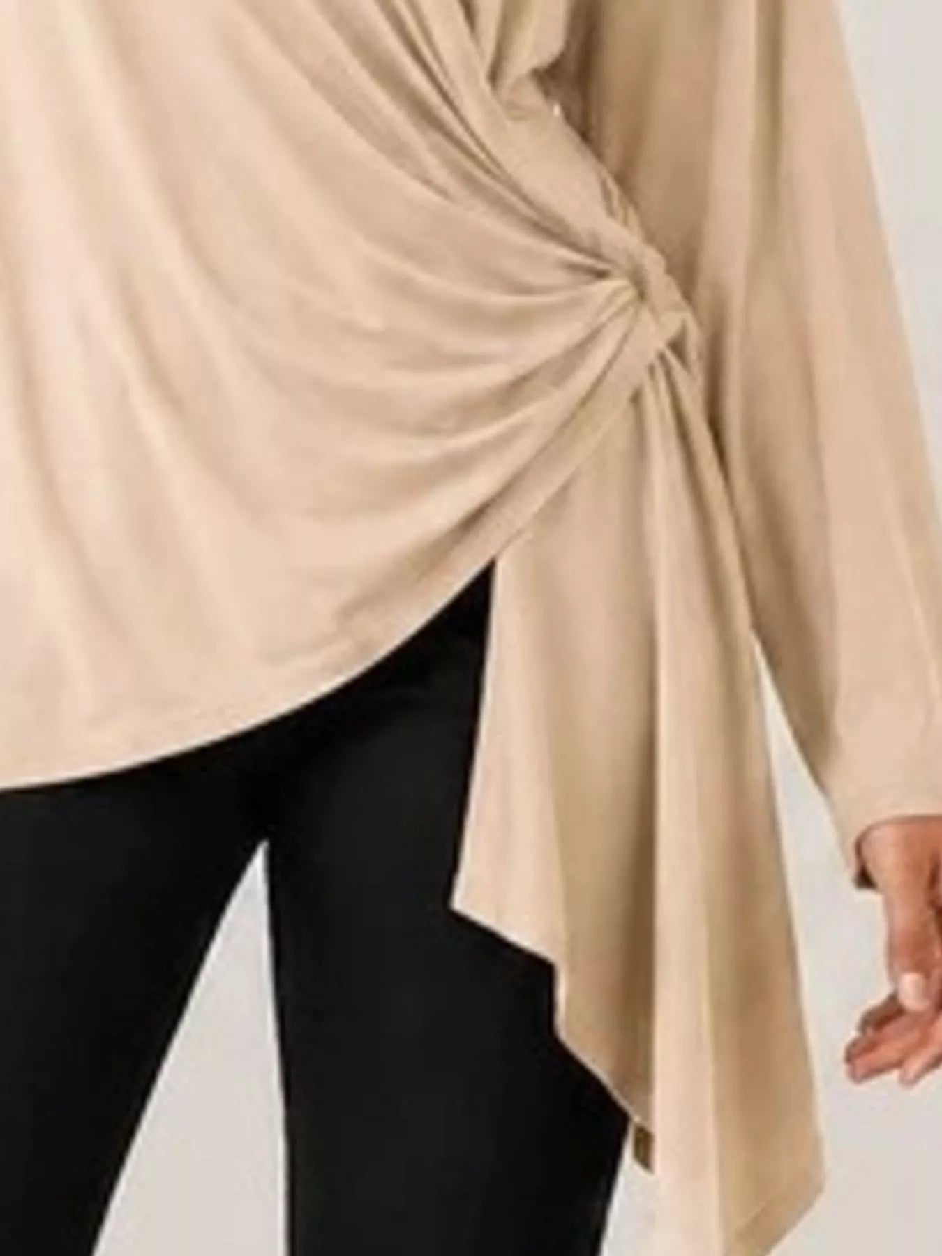 Long Sleeve Wrap T-Shirt with Side Knot Detail