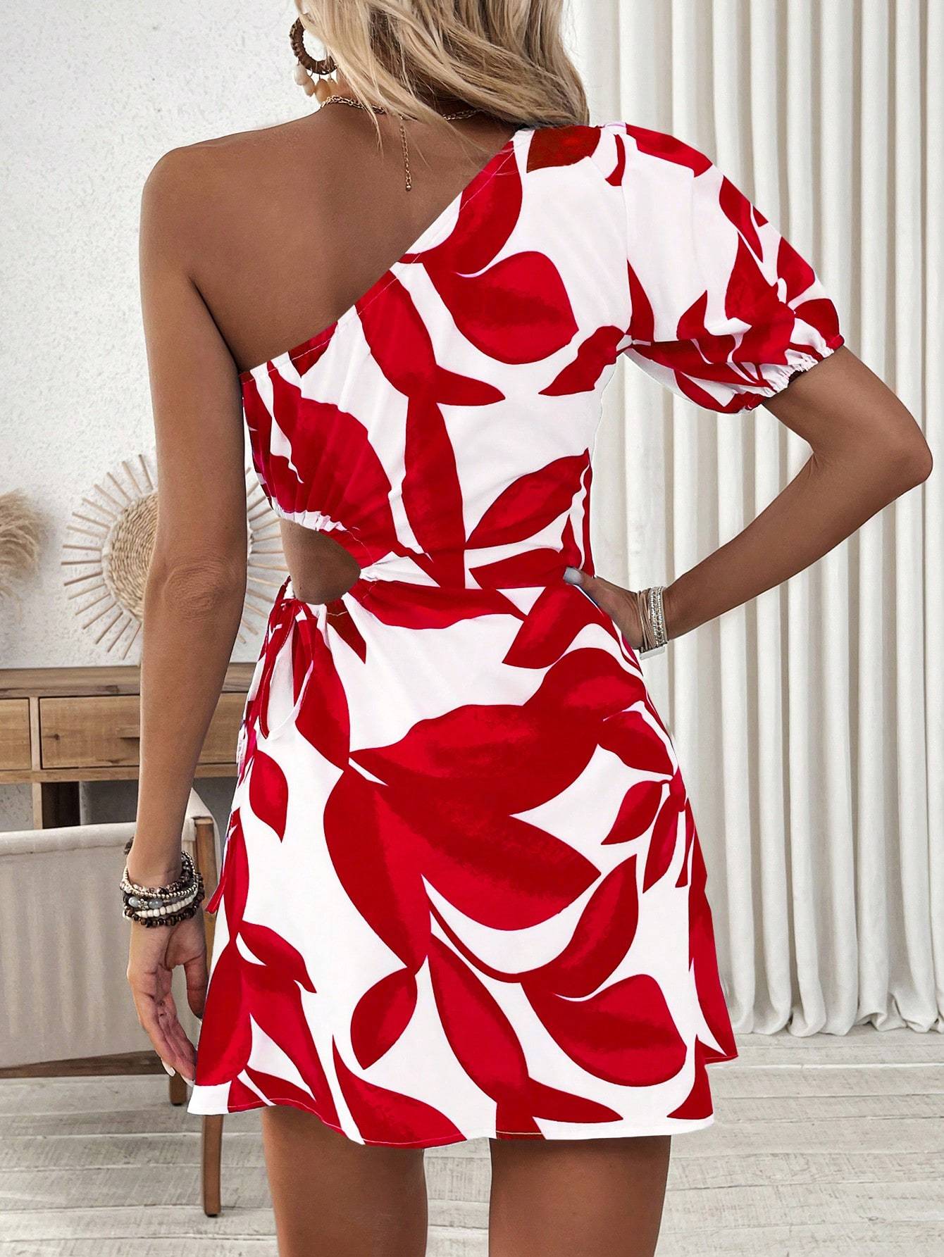 Vestido de verano con mangas abullonadas para mujer – Atuendo para vacaciones y playa