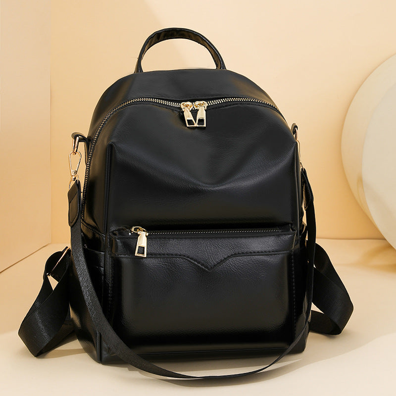 Women's Elegant Solid-Color Commuter Backpack