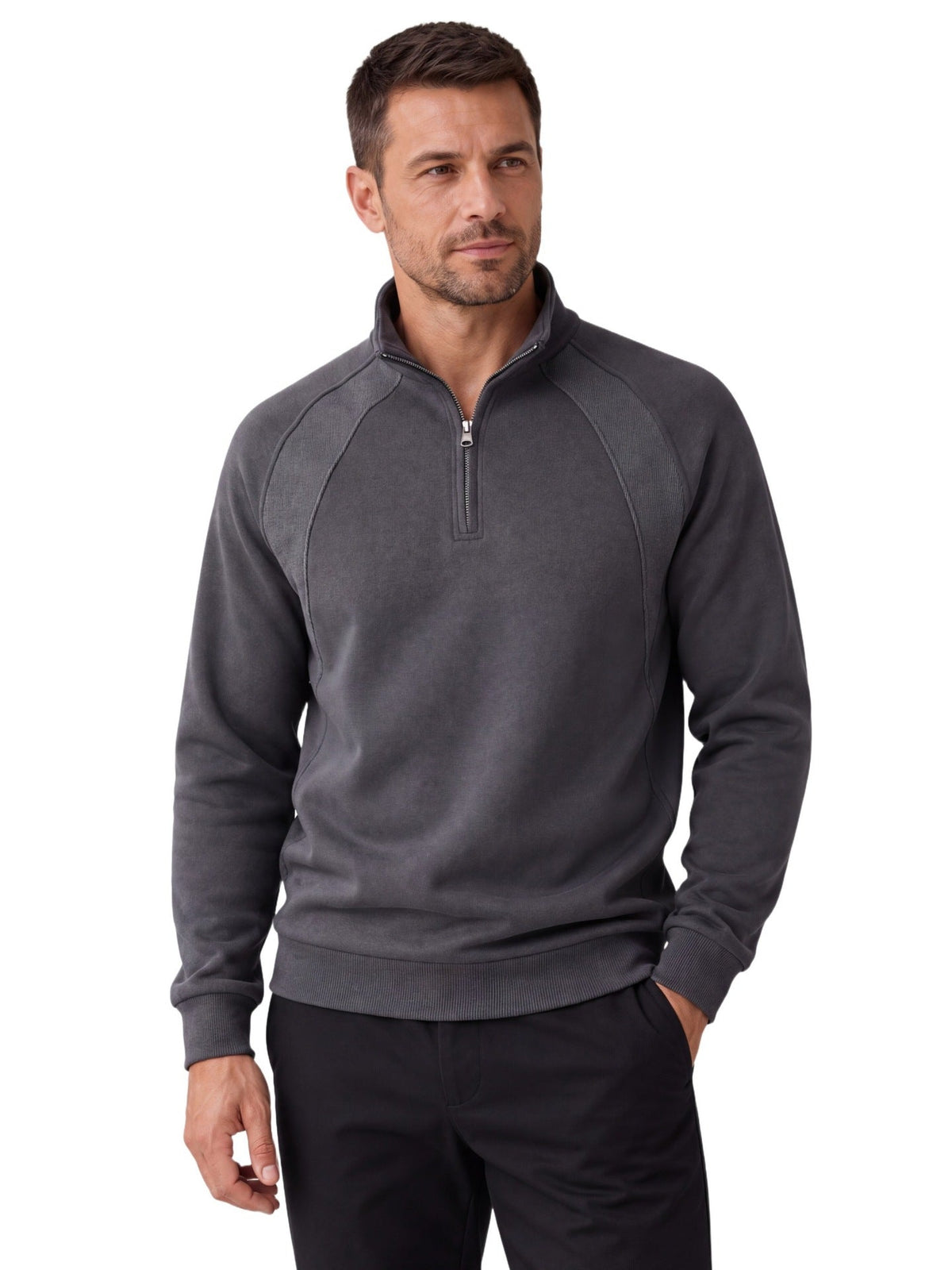 2026 New Foreign Trade Men's Stand Collar Half-Zip Sweatshirt, Men's Casual Autumn Raglan Sleeve Sweatshirt For Cross-Border Sales