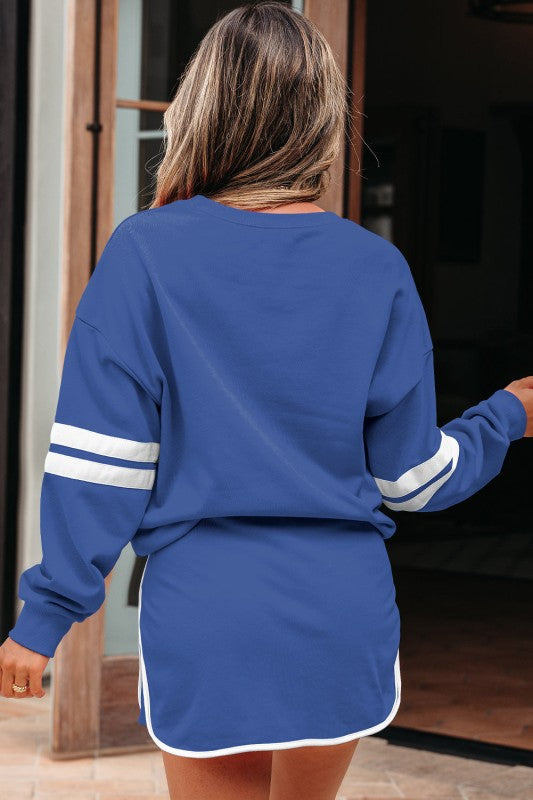 Conjunto de jersey y minifalda Varsity Stripe