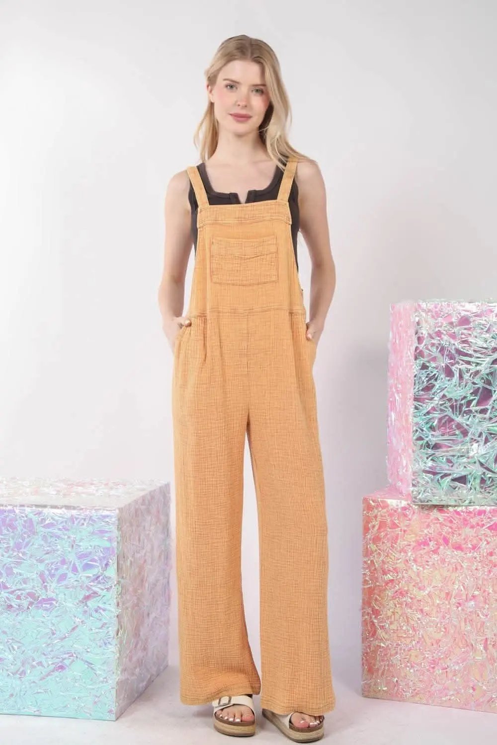 Accessories Trendsi VERY J Texture Washed Wide Leg Overalls