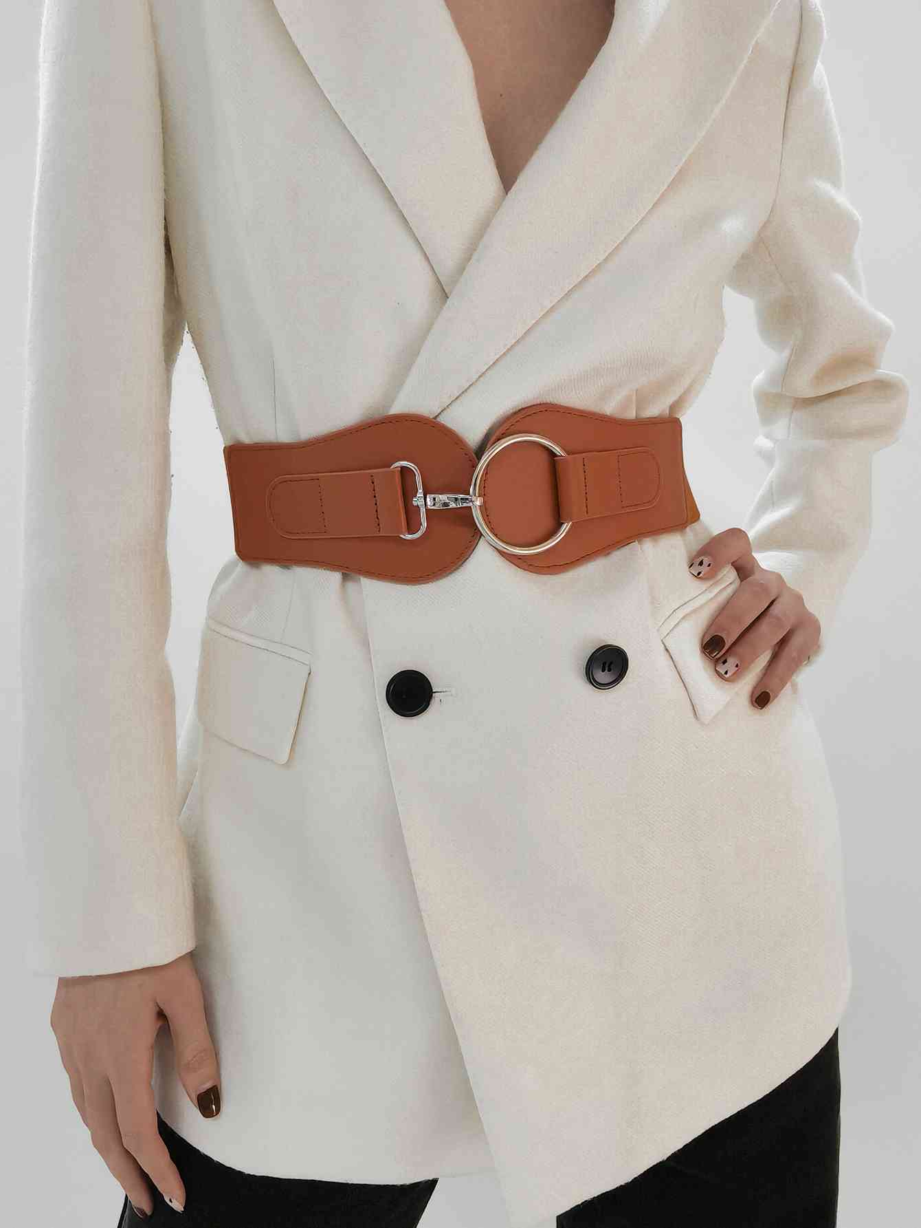 Elegant Fashion PU Elastic Wide Belt – Adjustable Comfort Fit See size chart under “more details”