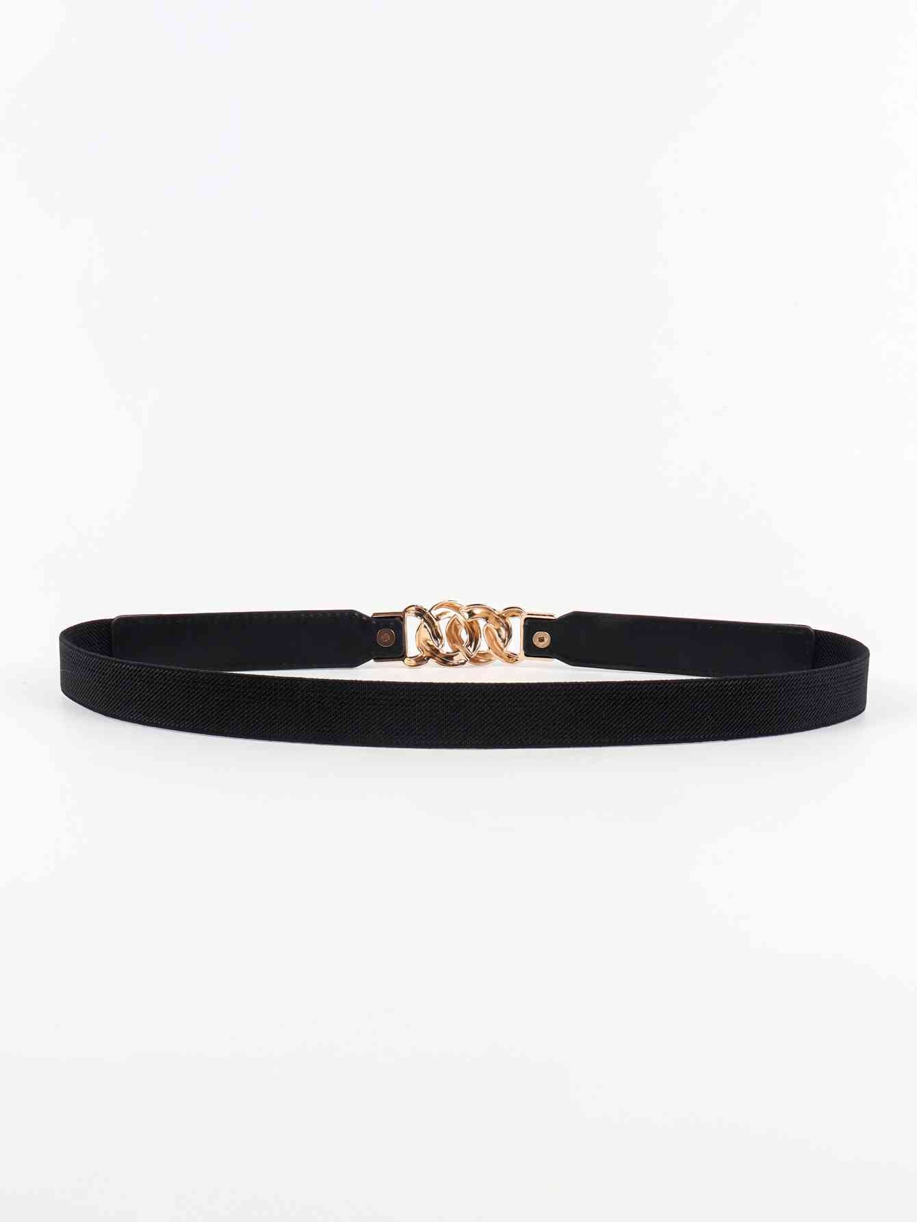 ElegantStyle Zinc Alloy Buckle Elastic PU Belt – Versatile and Stylish Accessory See size chart under “more details”