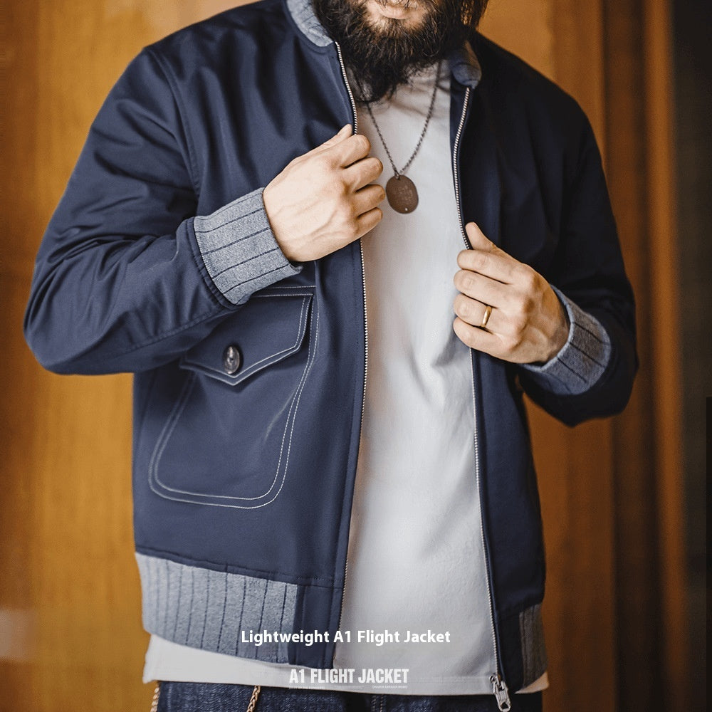 Bomber Jacket Men's Fashion All-matching Color Contrast Patchwork