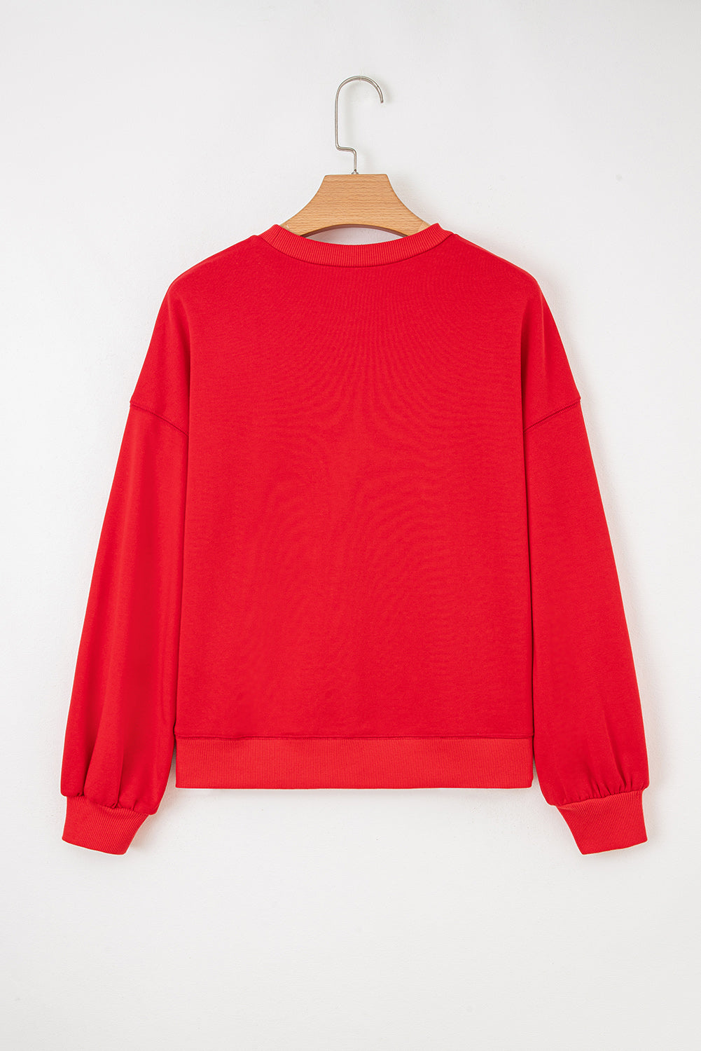Sudadera de Manga Globo con Letras Bordadas "How Bout Them Dawgs" en Rojo Fuego