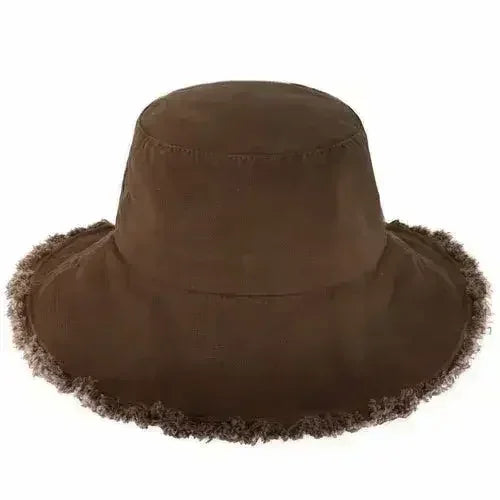 Frayed Bucket Hat - Wide Brim Cotton - UPF 50+ Sun Protection - One Size