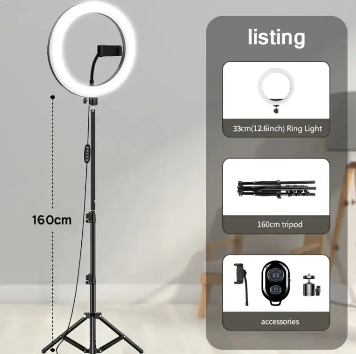 Trípode con aro de luz LED
