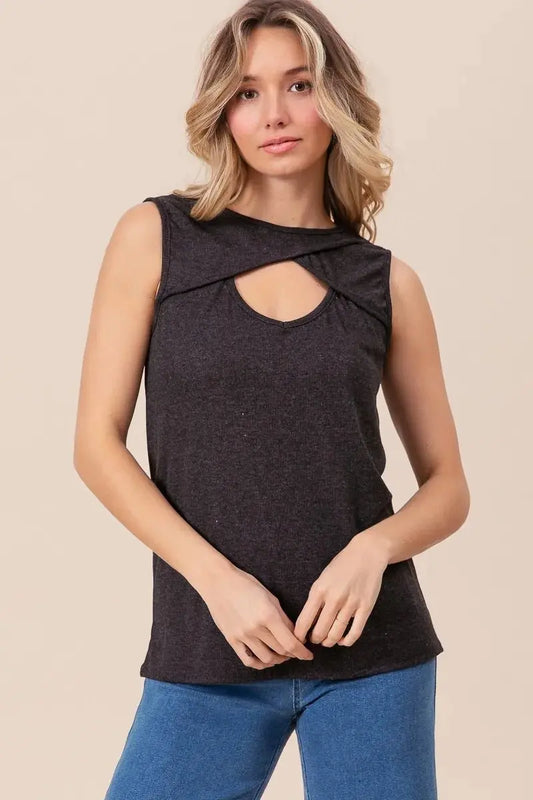 Pantalones Top sin mangas casual con aberturas de punto acanalado Trendsi para mujer - Envío desde EE. UU.
