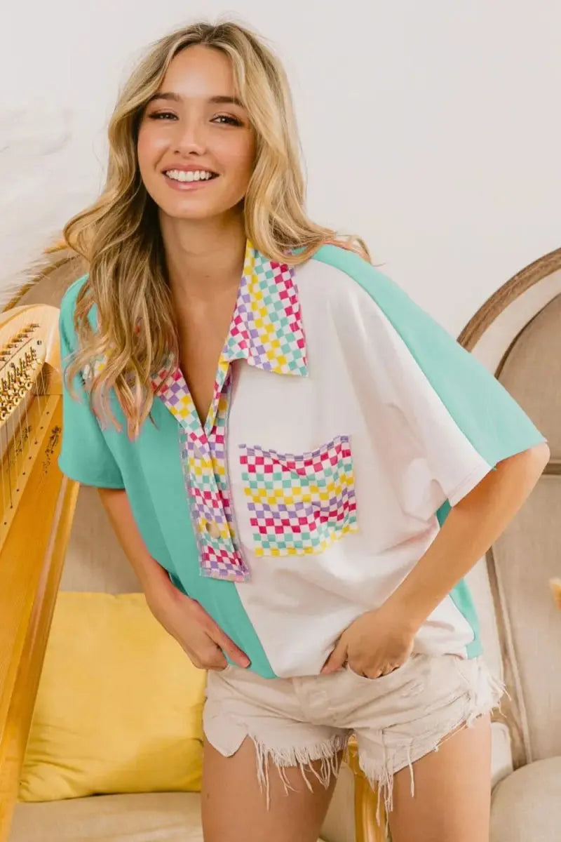Sweaters Trendsi Color Block Knit Women's Casual Checker Top - Soft & Stylish Shirt