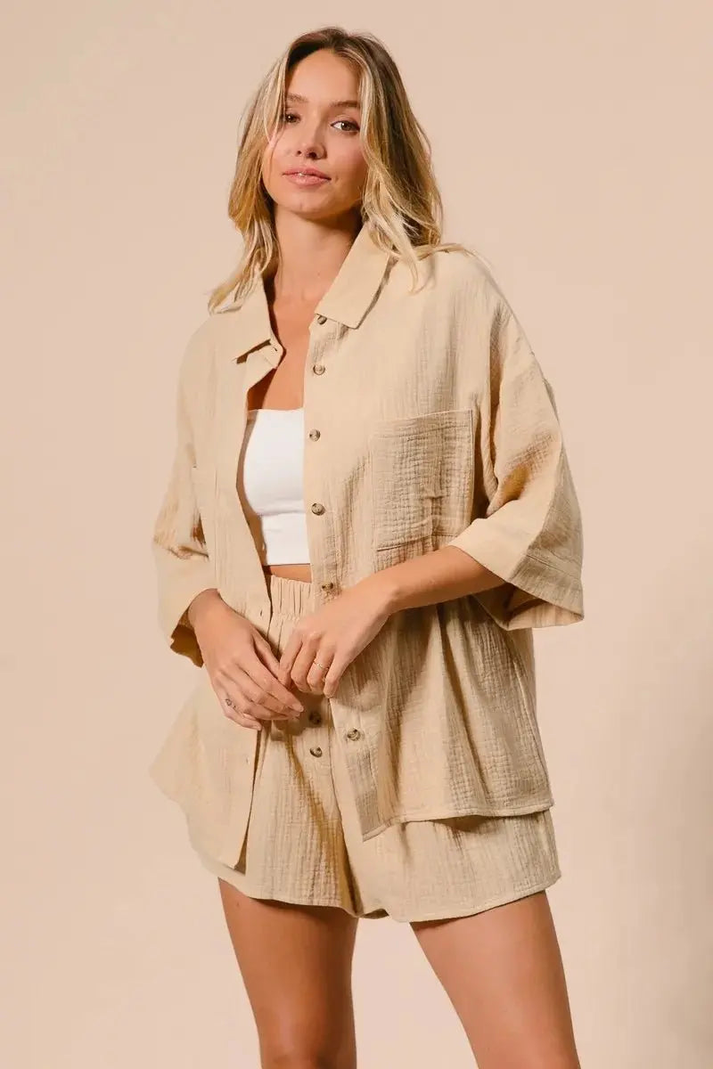 Loungewear Set - Lightweight Crinkle Gauze - Two Piece
