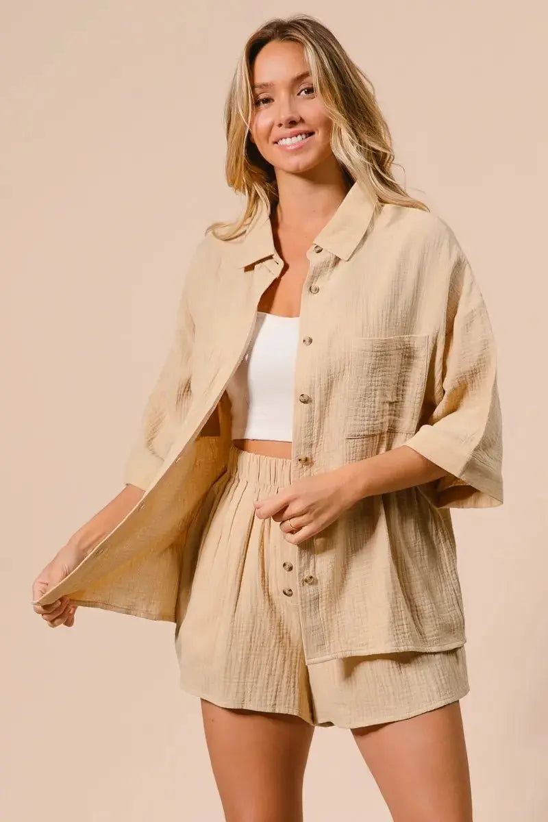 Loungewear Set - Lightweight Crinkle Gauze - Two Piece