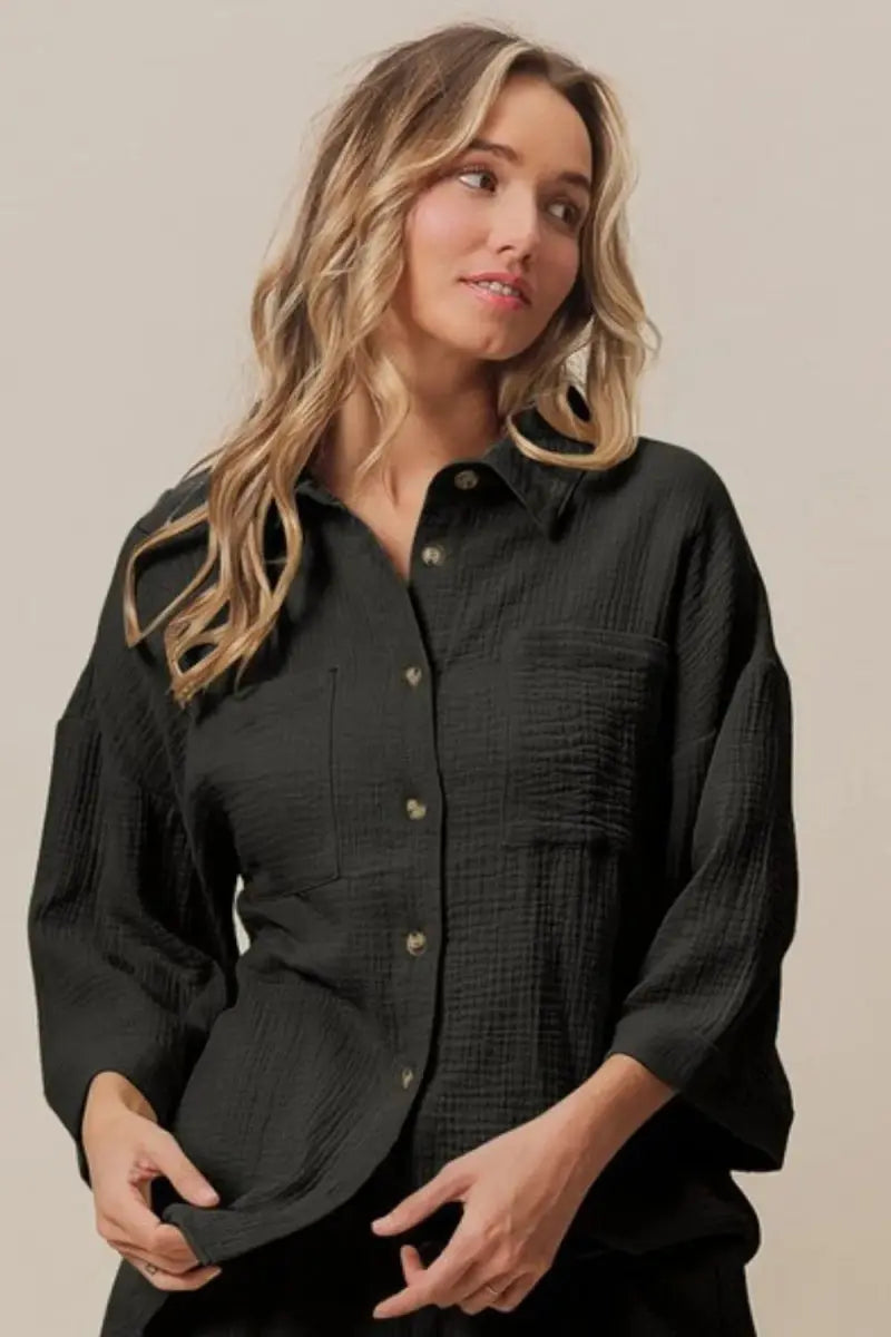 Women's Two-Piece Loungewear Set Women's Crinkle Gauze Set - Lightweight, Relaxed Fit - Two-Piece Loungewear