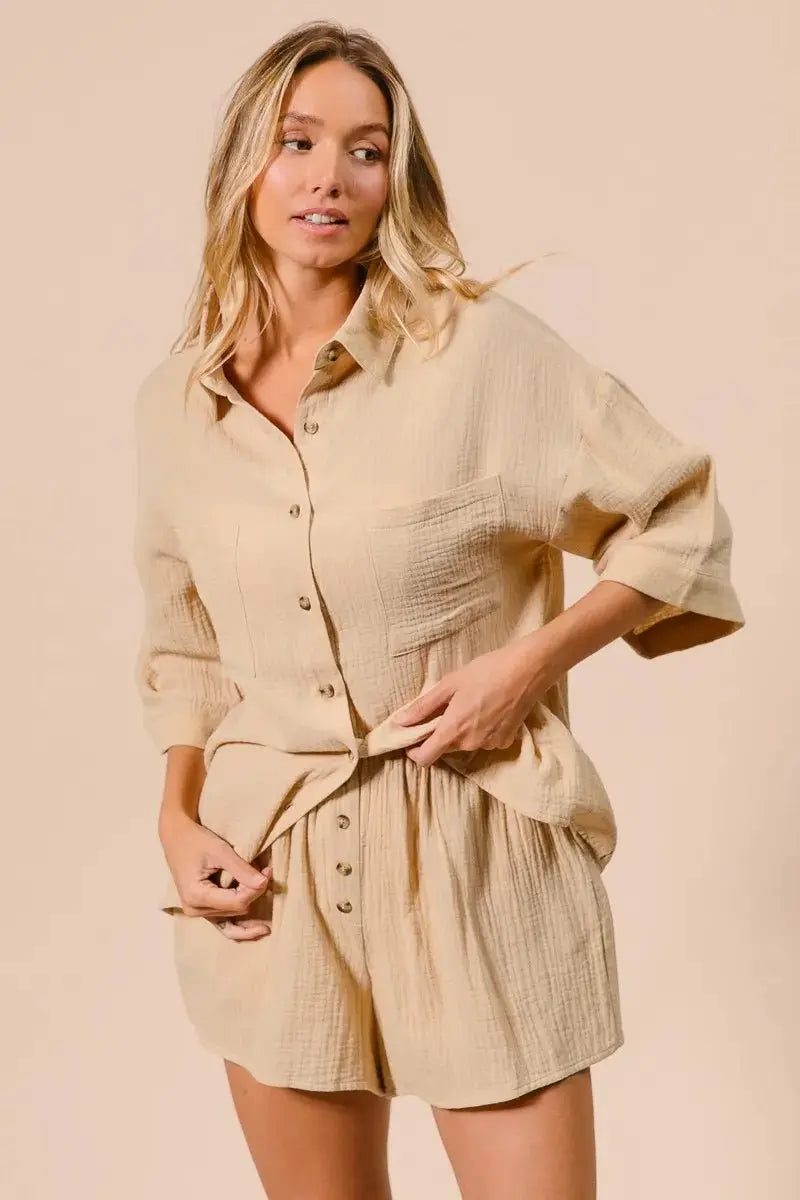 Loungewear Set - Lightweight Crinkle Gauze - Two Piece