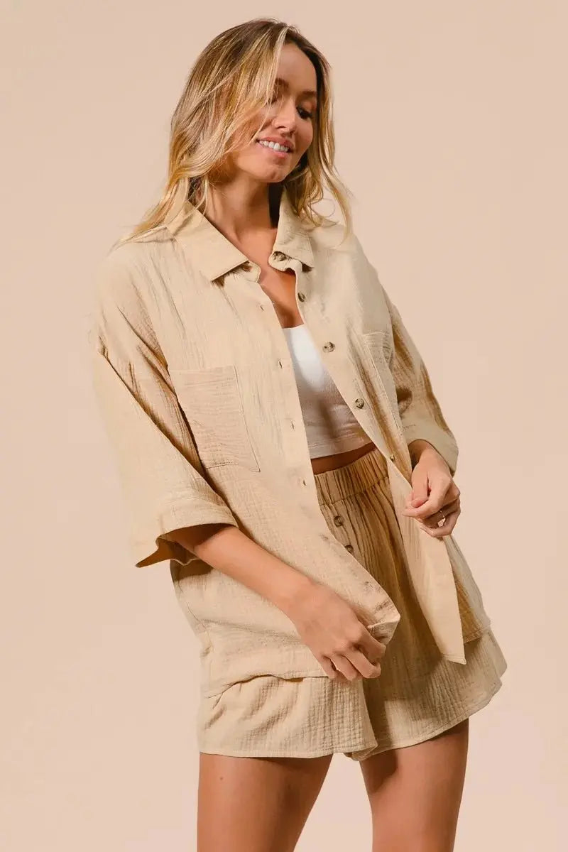 Loungewear Set - Lightweight Crinkle Gauze - Two Piece
