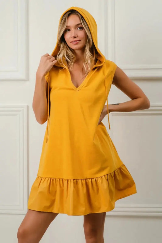 Vestidos Tendencia BiBi Vestido Rizado de Felpa Mini Vestido Casual Elegante con Capucha para Mujer - Suave y Cómodo