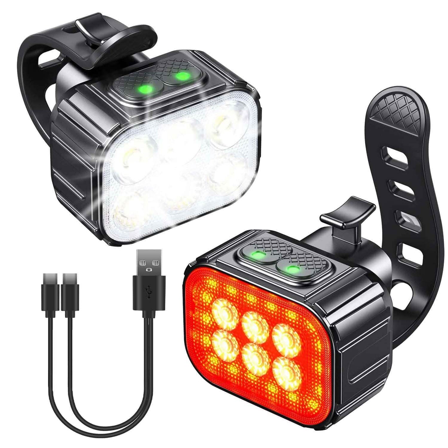 Bike Headlight TailLight IP65 Waterproof Anti-Drop Rechargeable Bicycle Light Set