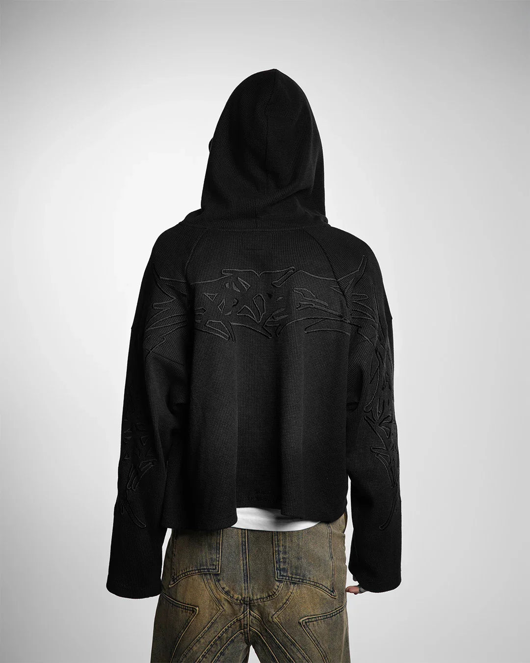 SUDADERA CON CAPUCHA DE PUNTO TÉRMICO X-RAY V2 (NEGRO SOMBRA)