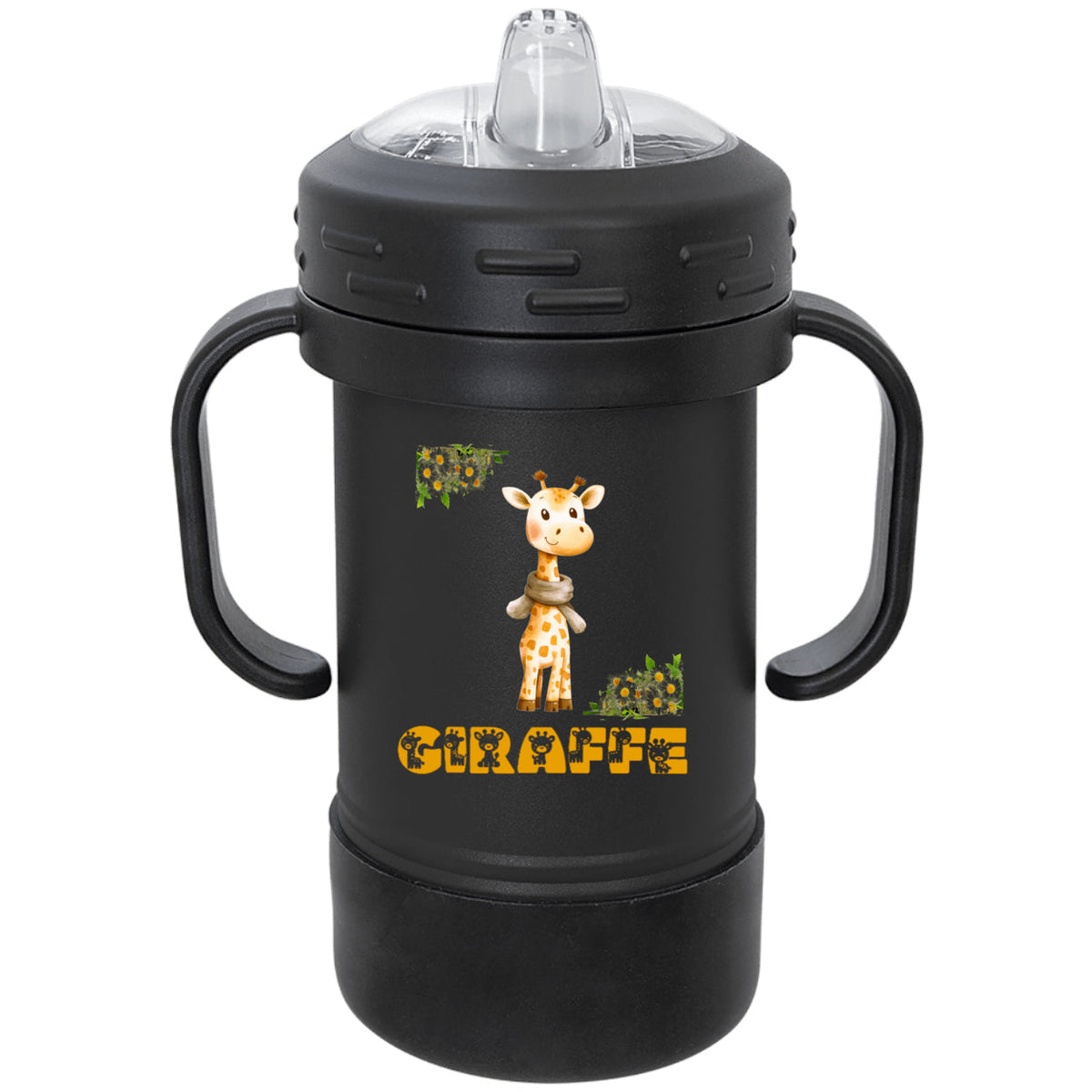 Giraffe with Flowers Polar Camel 10 oz Sippy Cup
