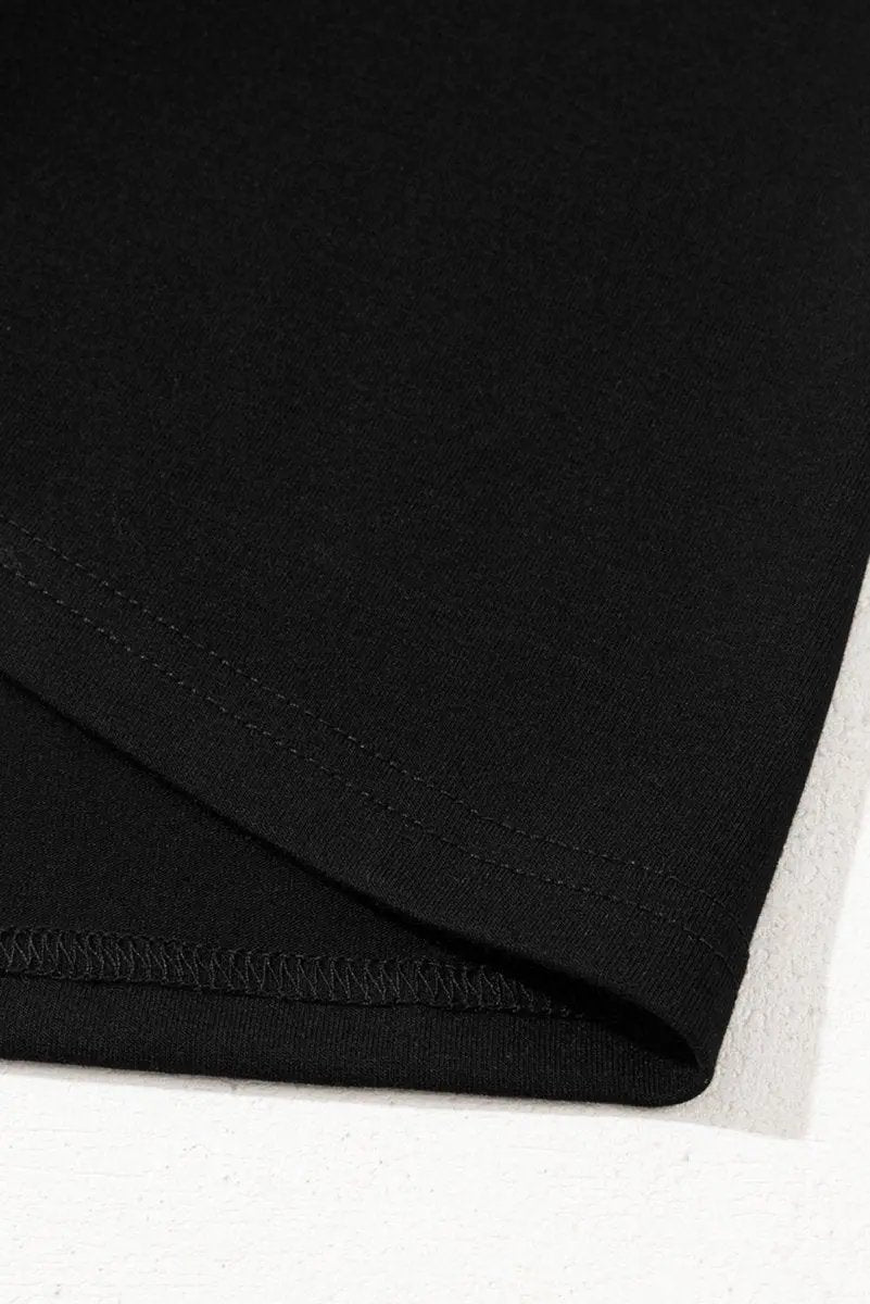 T-Shirts Love Salve Black Crisscross V-Neck Women's Butterfly Sleeve Tee: Chic & Comfy T-Shirt