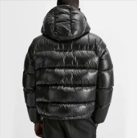 Black Down Hooded Short Coat – Warm and comfortable - # BOAA13210012
