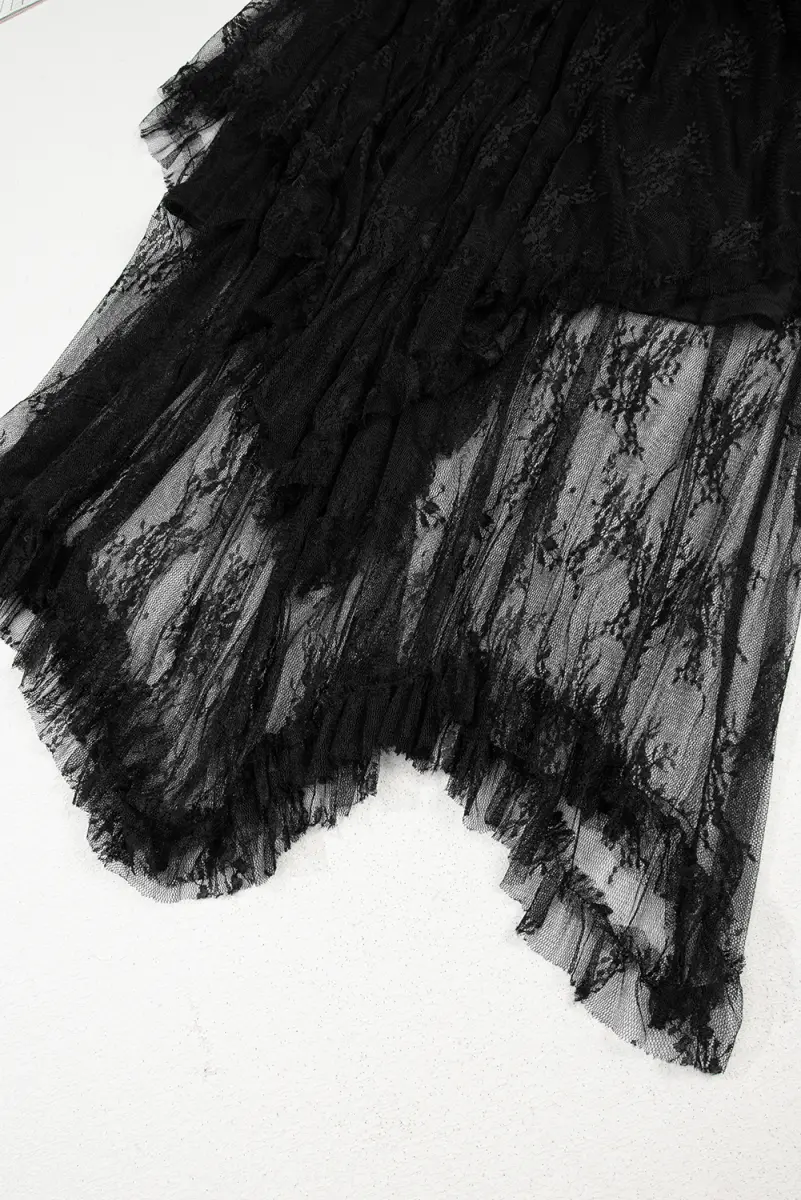 Accessories Love Salve Black Lace Maxi Skirt Women's Rock/Western Style Tiered Skirt - High Waist, Spring