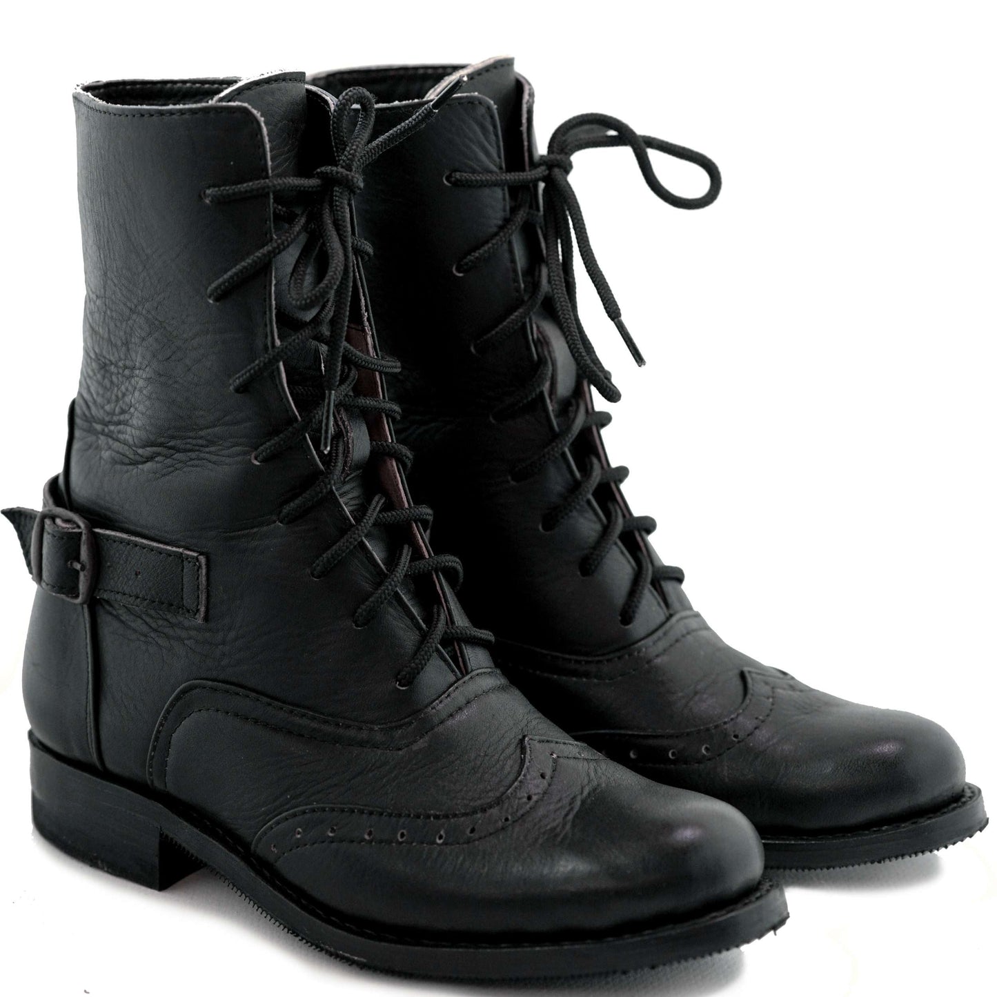 Botines victorianos de cuero negro