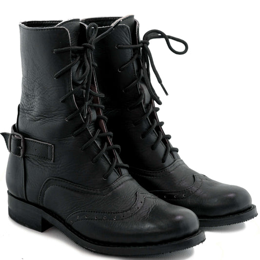 Botines victorianos de cuero negro