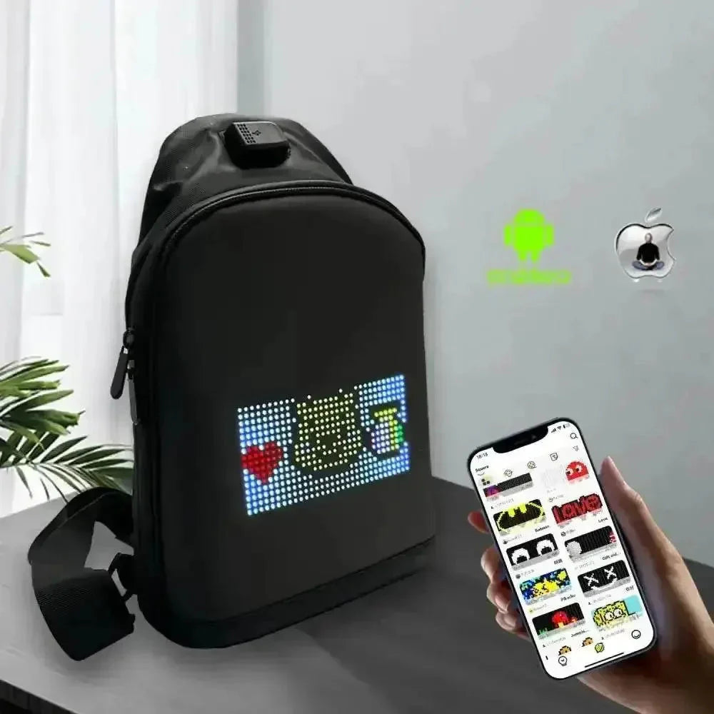 Mochilas LED de píxeles negras y riñoneras inteligentes