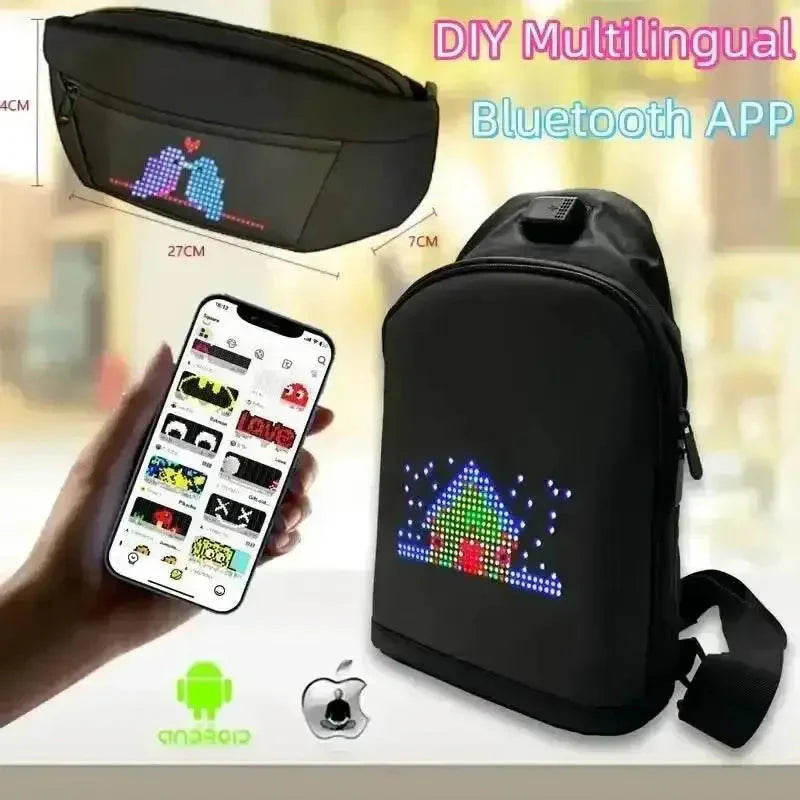 Mochilas LED de píxeles negras y riñoneras inteligentes