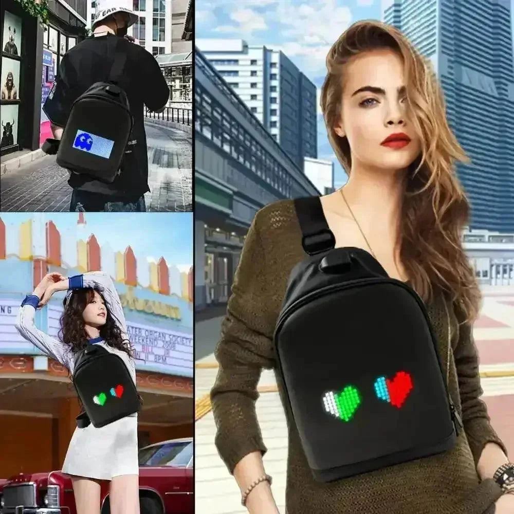 Mochilas LED de píxeles negras y riñoneras inteligentes