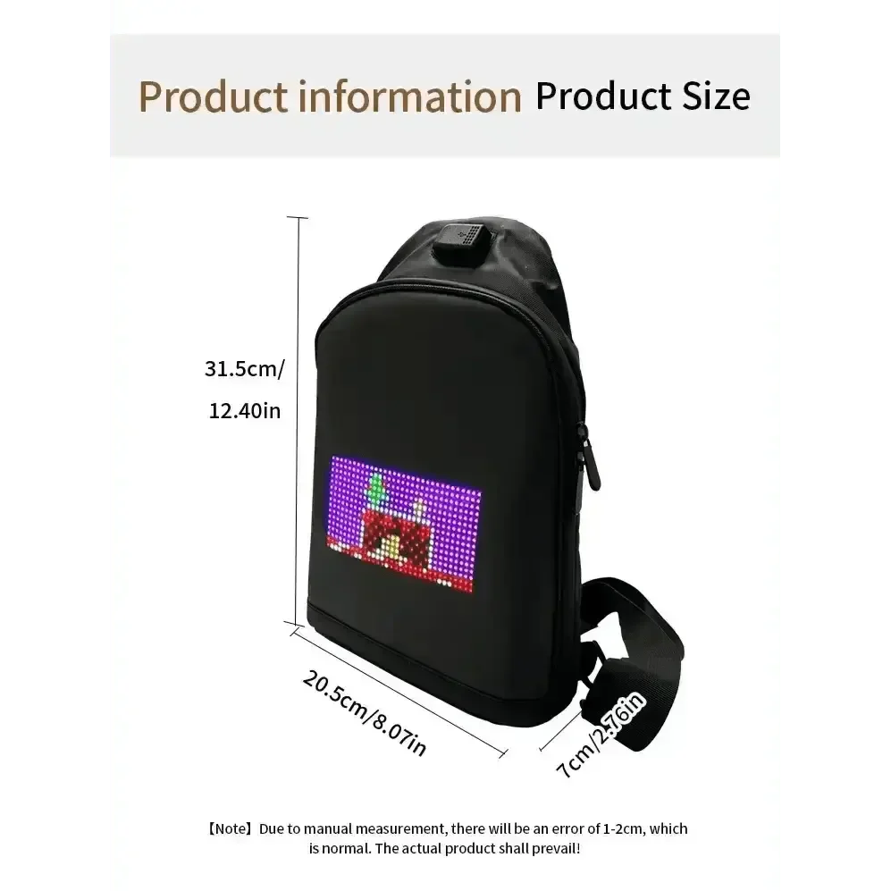 Mochilas LED de píxeles negras y riñoneras inteligentes