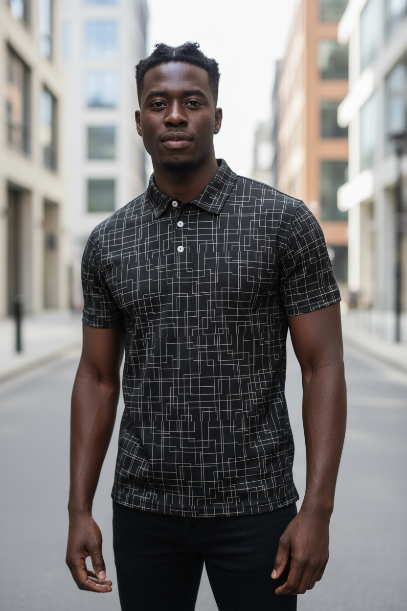 Architectural Silence Polo | Minimalist Geometric Slim Fit
